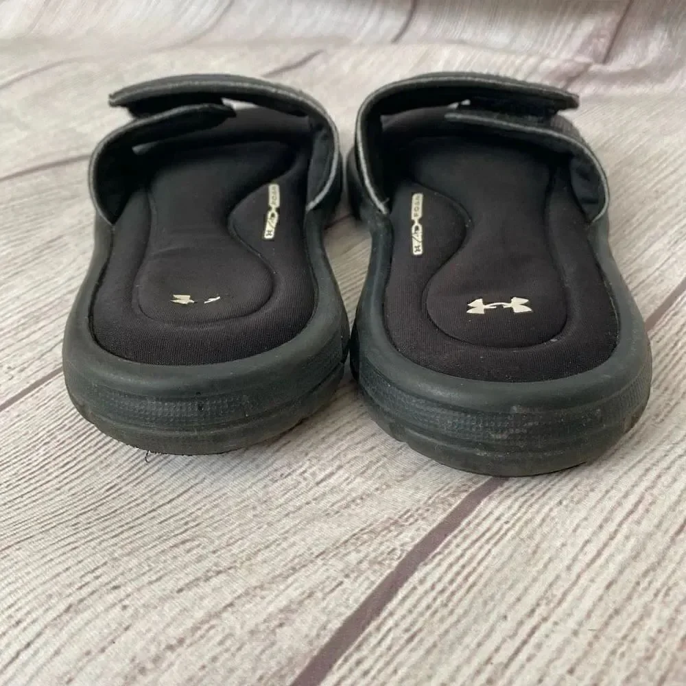 Under Armour toddler sz 12 black 4D foam comfort slides w/adjustable top strap